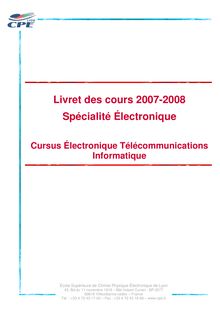 Livret des cours 2007-2008 Spécialité Électronique