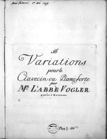 Partition complète, 16 Variations pour le Clavecin ou Pianoforte