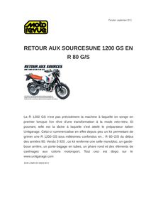 RETOUR AUX SOURCESUNE 1200 GS EN R 80 G/S