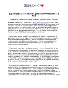 Supermicro Lance la nouvelle génération UP Plateformes a CES