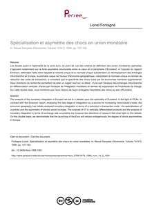 Spécialisation et asymétrie des chocs en union monétaire - article ; n°2 ; vol.14, pg 107-162