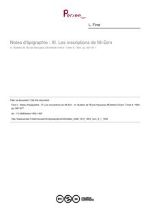 Notes d épigraphie : XI. Les inscriptions de Mi-Sơn  - article ; n°1 ; vol.4, pg 897-977