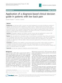 Application of a diagnosis-based clinical decision guide in patients with low back pain