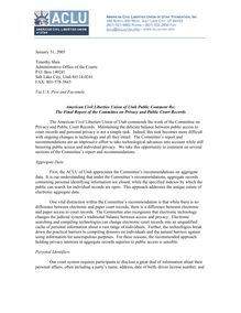 Public Comment Regarding the Final Report of the Committee on Privacy and Public Court Records
