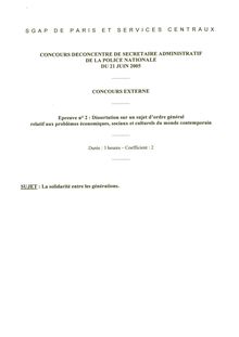 Epreuve 2 - Dissertation 2005 Externe Secrétaire administratif de la Police Nationale
