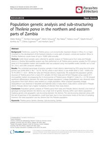 Population genetic analysis and sub-structuring of Theileria parva in the northern and eastern parts of Zambia
