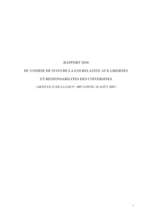 Rapport 2010 du comité de suivi de la loi relative aux libertés et responsabilités des universités (article 51 de la loi n°2007-1199 du 10 août 2007)