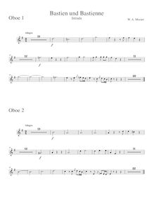 Partition hautbois 1/2, Bastien und Bastienne, Mozart, Wolfgang Amadeus