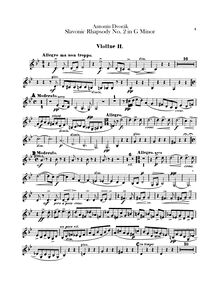 Partition violons II, Slavonic Rhapsodies, Slovanské rapsodie, Dvořák, Antonín
