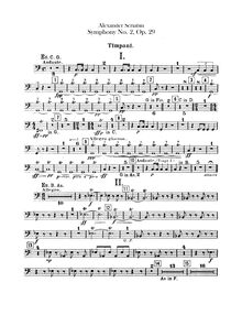 Partition timbales, Tam-Tam, Symphony No.2, C minor, Scriabin, Aleksandr