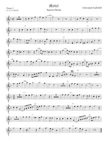 Partition ténor viole de gambe 2, octave aigu clef, Sancta Maria à 7