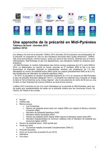 Une approche de la précarité en Midi-Pyrénées - Tableaux de bord / édition 2012 (données 2010)