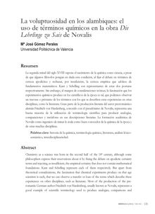 La voluptuosidad en los alambiques: el uso de términos químicos en la obra "Die Lehrlinge zu Sais" de Novalis