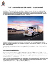 3 Big Changes and Their Effect on the Trucking Industry