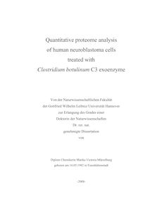 Quantitative proteome analysis of human neuroblastoma cells treated with Clostridium botulinum C3 exoenzyme [Elektronische Ressource] / von Marika Victoria Mützelburg