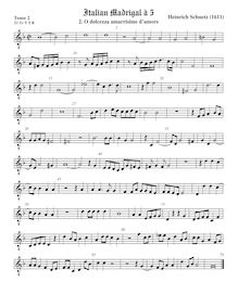 Partition ténor viole de gambe 2, octave aigu clef, italien madrigaux par Heinrich Schütz