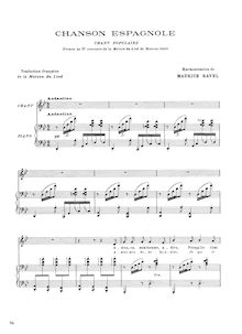 Partition complète, Chants populaires, Ravel, Maurice