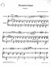 Partition de piano, Humoresque, Járay-Janetschek, István
