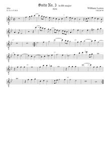 Partition ténor viole de gambe 1, octave aigu clef, Air et fantaisies pour 6 violes de gambe par William Lawes