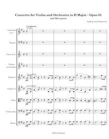 Partition , Larghetto, violon Concerto, D Major, Beethoven, Ludwig van par Ludwig van Beethoven