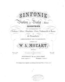 Partition de violon, Sinfonia concertante, E♭ major, Mozart, Wolfgang Amadeus