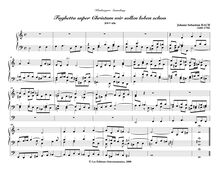 Partition Fughetta super Christum wir sollen loben schon, BWV 696, choral préludes