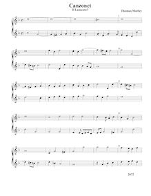 Partition Il Lamento - partition complète, pour First Booke of chansonnettes to Two Voyces
