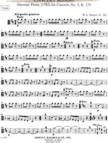 Partition altos, Rondo, Concert Rondo ; Piano Concerto No.28, K.382 ; Allegetto grazioso