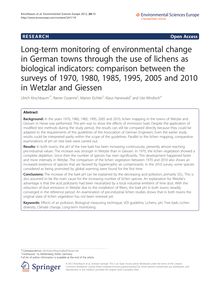 Long-term monitoring of environmental change in German towns through the use of lichens as biological indicators: comparison between the surveys of 1970, 1980, 1985, 1995, 2005 and 2010 in Wetzlar and Giessen