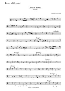 Partition Basso ad organo, Canzon Terza Canto solo, Frescobaldi, Girolamo