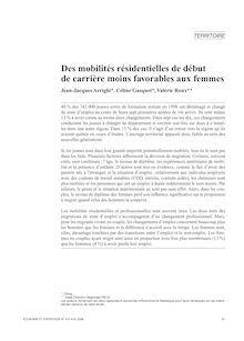 Des mobilités résidentielles de début de carrière moins favorables aux femmes - article ; n°1 ; vol.415, pg 61-80