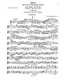 Partition violon 2, Sonata pour Piano et 2 violons, Op.135, Huber, Hans