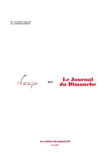 Les indices de popularité de François Hollande et Jean-Marc Ayrault (Sondage IFOP - Avril 2013)