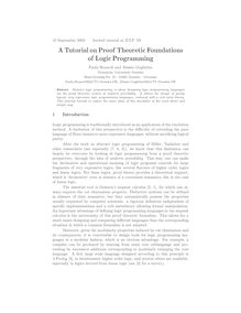 A Tutorial on Proof Theoretic Foundations of Logic Programming