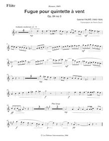 Partition flûte , partie, Huit Pièces Brèves, Op.84, Fauré, Gabriel