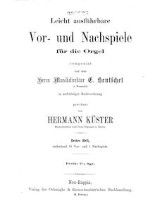 Partition Book 1, Leicht ausführbare Vor- und Nachspiele, Hentschel, Ernst Julius