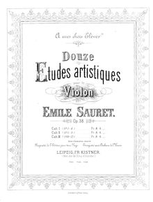 Partition Book 3 (Nos.10-12), 12 Artistic Etudes, Op.38, Douze études artistiques : pour le violon, op. 38 / par Emile Sauret.