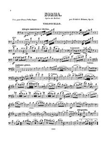 Partition de violoncelle, Trio sur  Norma , opéra de Bellini