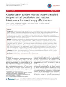 Cytoreduction surgery reduces systemic myeloid suppressor cell populations and restores intratumoral immunotherapy effectiveness