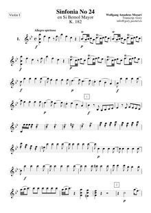 Partition violon I, Symphony No.24, B♭ major, Mozart, Wolfgang Amadeus