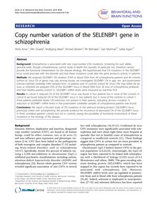 Copy number variation of the SELENBP1 gene in schizophrenia