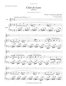Partition No. 2 - Clair de lune (Transposed en C minor), 2 chansons, Op. 46