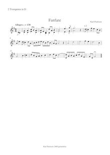 Partition trompette 1, 2 (D), Fanfare en A major, Signal, Paulsson, Karl