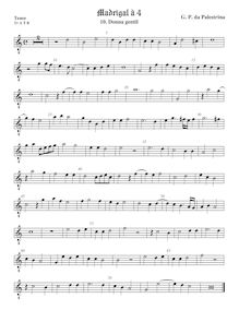 Partition ténor viole de gambe 2, octave aigu clef, Madrigali a Quattro Voci par Giovanni Pierluigi da Palestrina