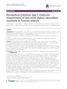 Mucopolysaccharidosis type I: molecular characteristics of two novel alpha-L-iduronidase mutations in Tunisian patients