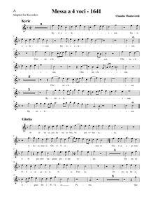 Partition Alto enregistrement  , partie, Messa a 4 voci, F major