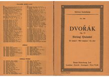 Partition couverture couleur, corde quintette No.3, E♭ major, Dvořák, Antonín