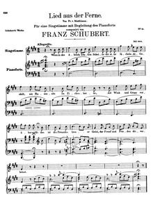 Partition complète, Lied aus der Ferne, D.107, Song from Afar, Schubert, Franz