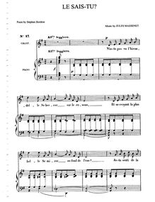 Partition complète (G Major: medium voix et piano), Le sais-tu