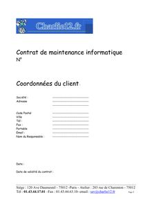 Contrat de maintenance informatique Coordonnées du client: